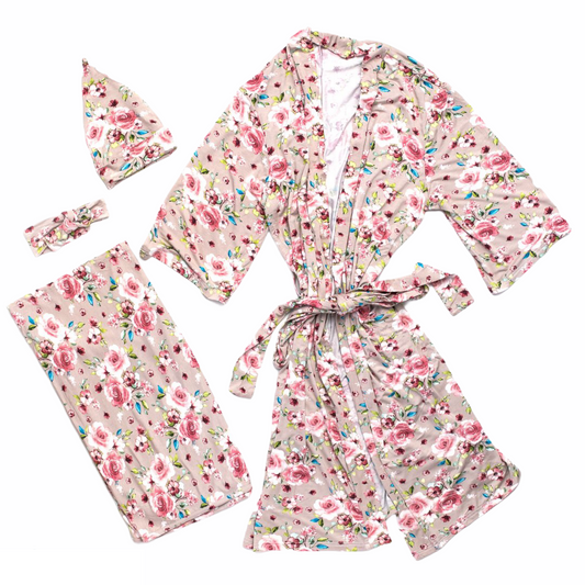 Bamboo Maternity Robe Set (Rose)
