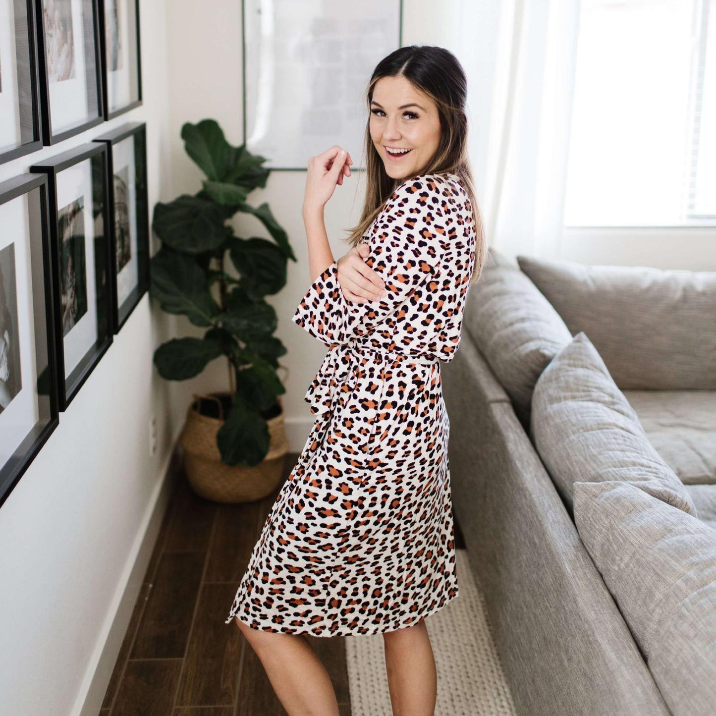 Bamboo Maternity Robe Set (Animal Print)