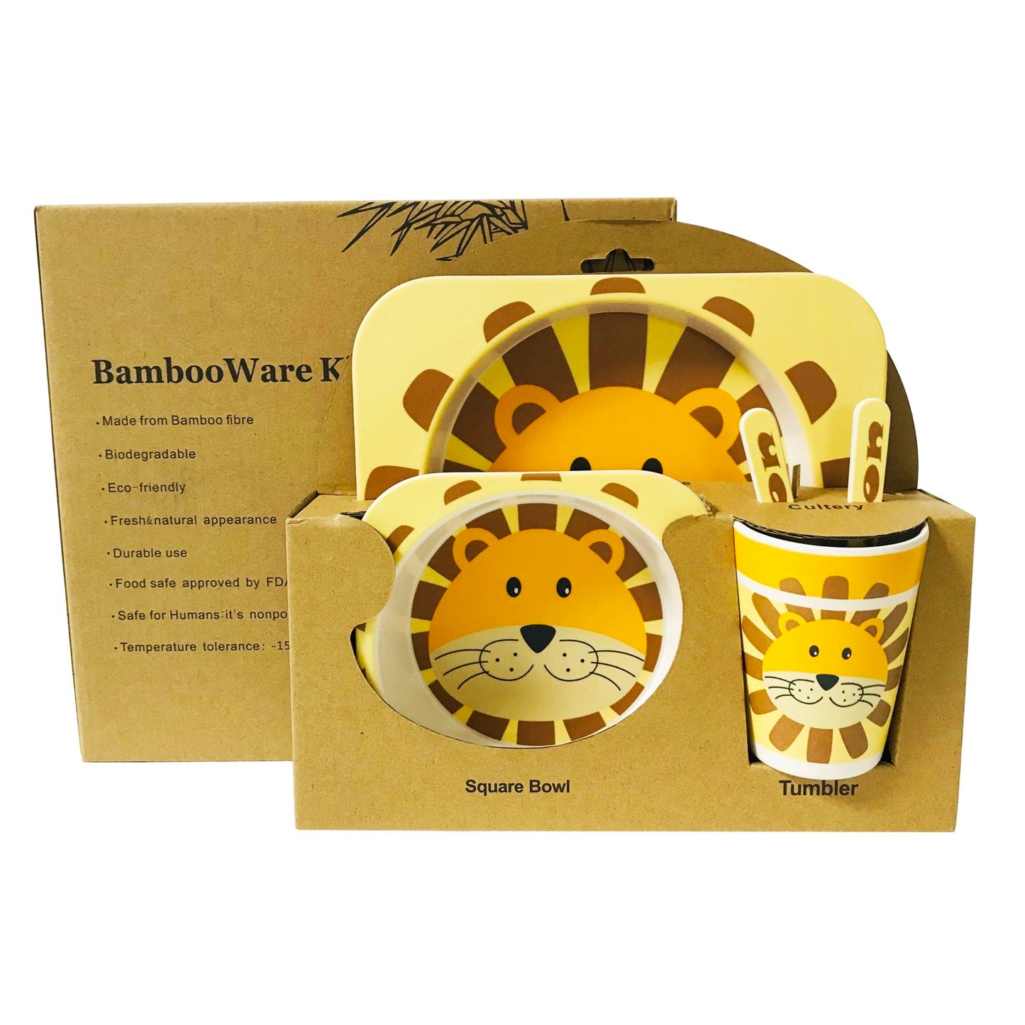 Lion Bamboo Dining Set (Yellow)