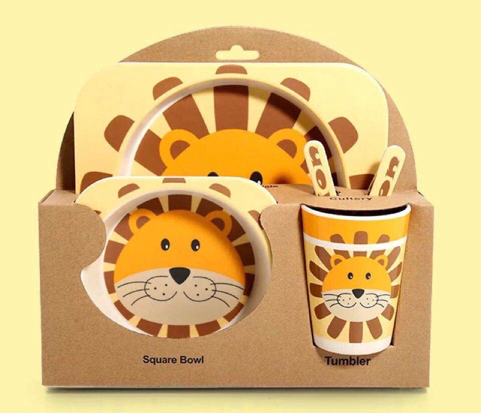 Lion Bamboo Dining Set (Yellow)